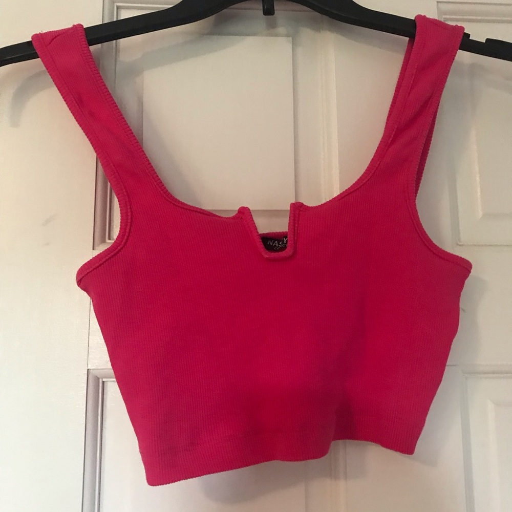 Y2K Nasty Gal hot pink crop top